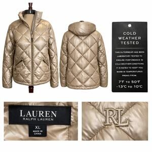 Lauren Ralph Lauren Birch Diamond Quilted LRL Embroidered Puffer Jacket SZ L NWT